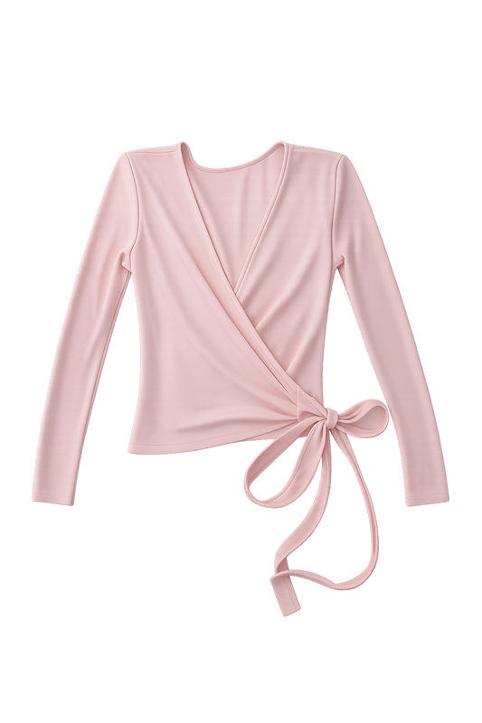 BALLERINA WRAP TOP IN POWDER PINK