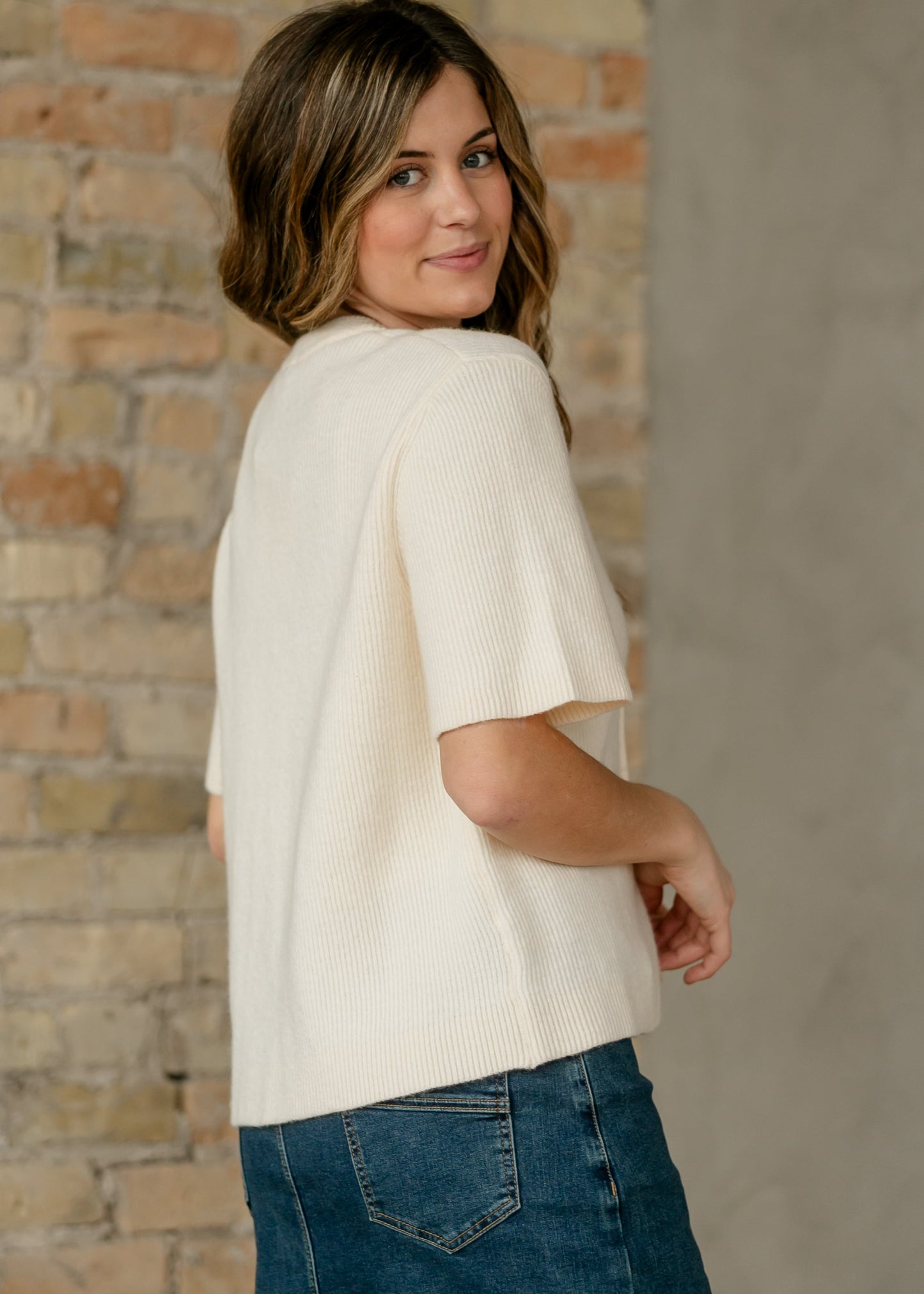 Zadie Ivory Short Sleeeve Button Cardigan