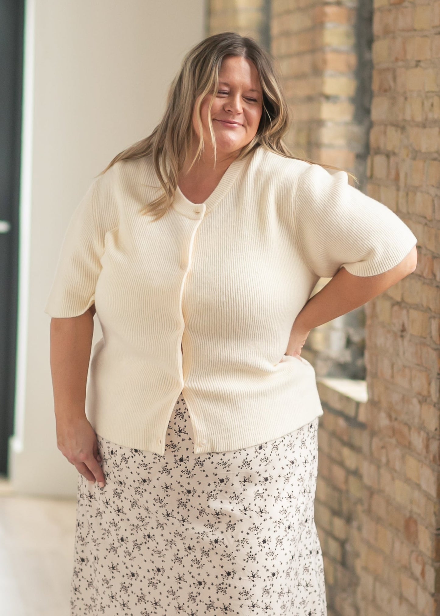 Zadie Ivory Short Sleeeve Button Cardigan